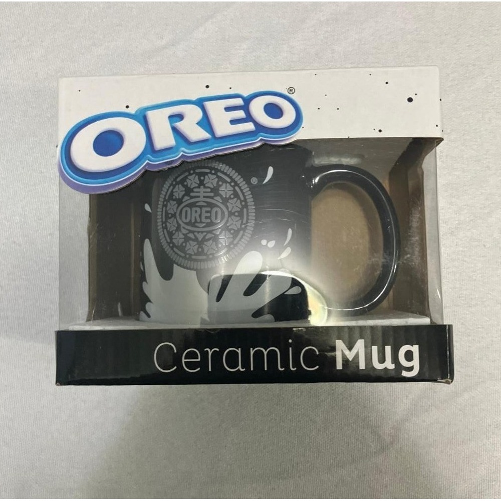 CultureFly Oreo Ceramic Coffee Mug Dipped Cookie Milk Splash Black NIB